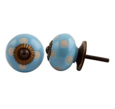 Turquoise Polka Dot Ceramic Wardrobe Knob